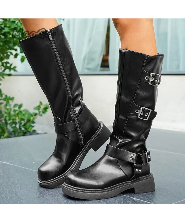 KissICON Soft PU Leather Women's Autumn Black Brown Long