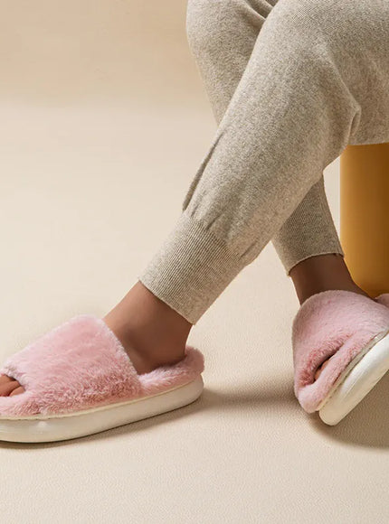 KissICON Soft Sole Home Fluffy Fur Slippers Women Winter