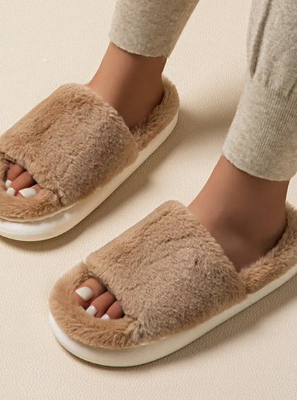 KissICON Soft Sole Home Fluffy Fur Slippers Women Winter