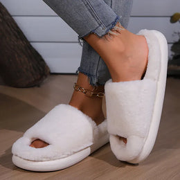 KissICON Soft Sole Home Fluffy Fur Slippers Women Winter