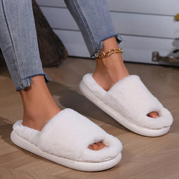KissICON Soft Sole Home Fluffy Fur Slippers Women Winter