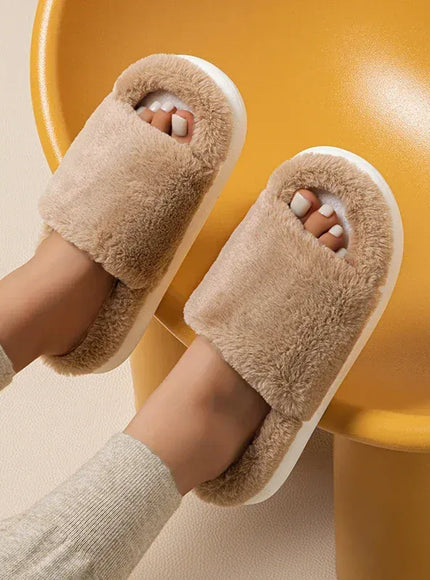 KissICON Soft Sole Home Fluffy Fur Slippers Women Winter