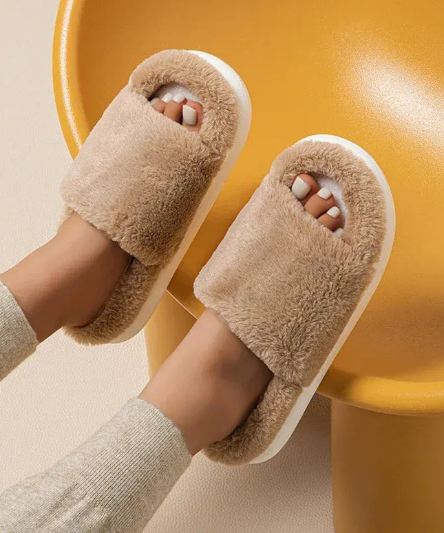 KissICON Soft Sole Home Fluffy Fur Slippers Women Winter