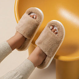KissICON Soft Sole Home Fluffy Fur Slippers Women Winter