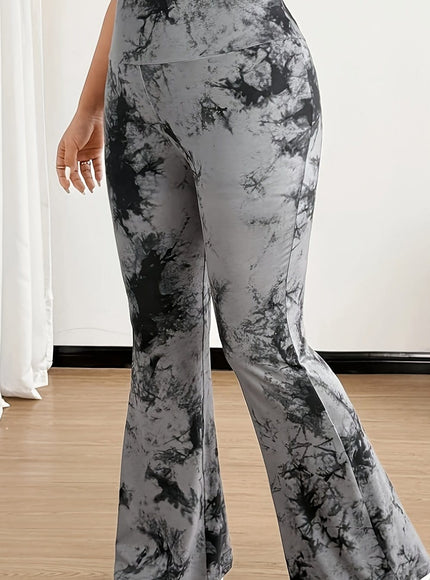 jkthpu-45 Space Gray / UK 16 Plus Size, [Denim Print/Imitation Denim] Women's High-Waisted Wide-Leg