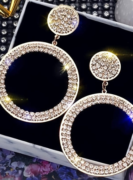 jkthpu-45 Sparkling Bohemian Geometric Round Pendant Earrings for Parties