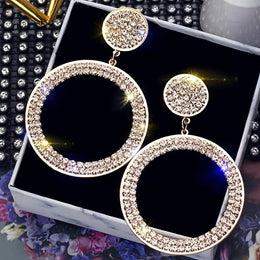 jkthpu-45 Sparkling Bohemian Geometric Round Pendant Earrings for Parties
