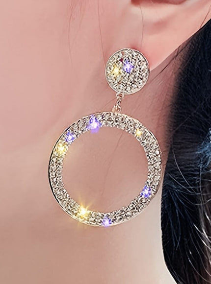 jkthpu-45 Sparkling Bohemian Geometric Round Pendant Earrings for Parties