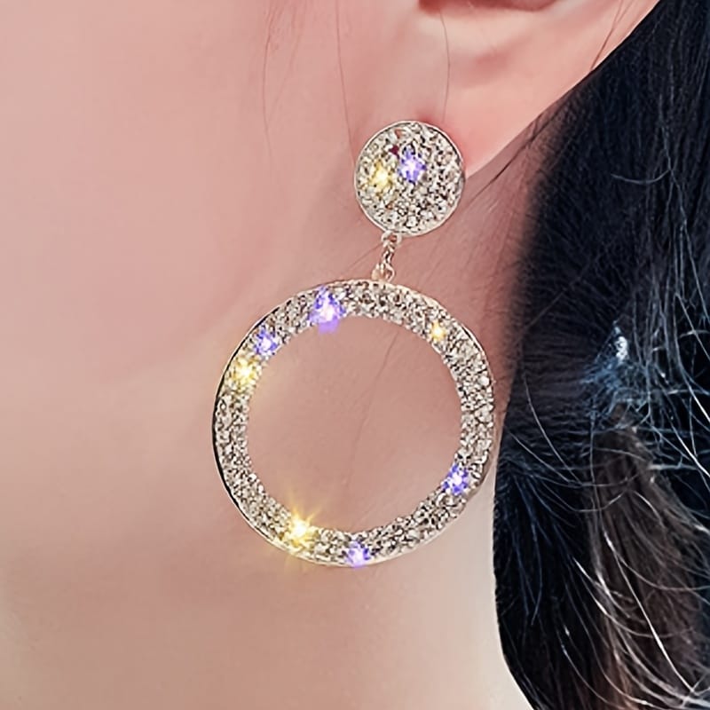 jkthpu-45 Sparkling Bohemian Geometric Round Pendant Earrings for Parties