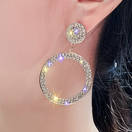 jkthpu-45 Sparkling Bohemian Geometric Round Pendant Earrings for Parties