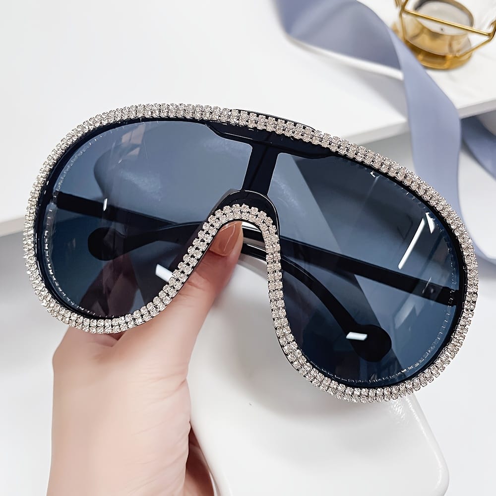 KissICON Eyewear Sparkling Bohemian Y2K Encrusted Large Frame Fashion Glasses