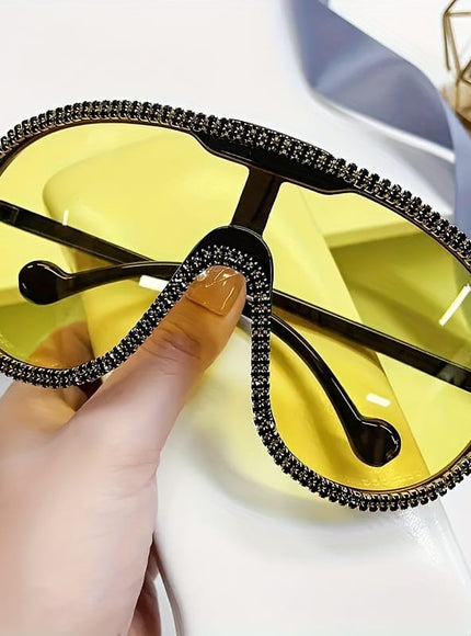 KissICON Eyewear Sparkling Bohemian Y2K Encrusted Large Frame Fashion Glasses