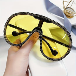 KissICON Eyewear Sparkling Bohemian Y2K Encrusted Large Frame Fashion Glasses
