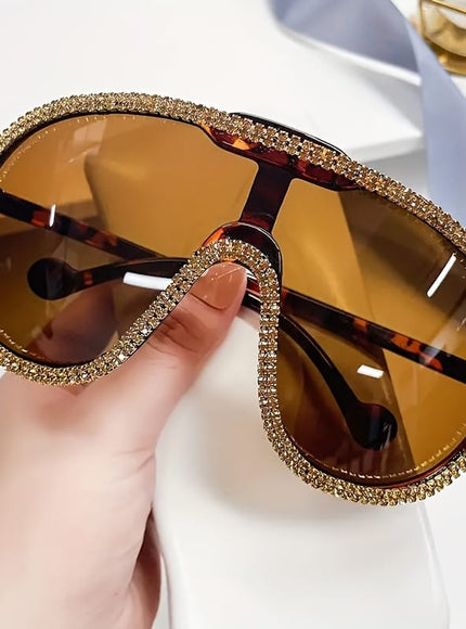 KissICON Eyewear Sparkling Bohemian Y2K Encrusted Large Frame Fashion Glasses
