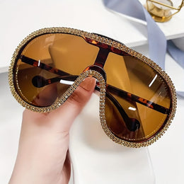 KissICON Eyewear Sparkling Bohemian Y2K Encrusted Large Frame Fashion Glasses