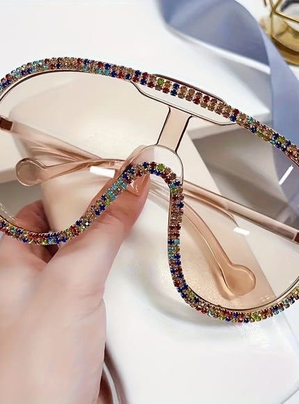 KissICON Eyewear Sparkling Bohemian Y2K Encrusted Large Frame Fashion Glasses