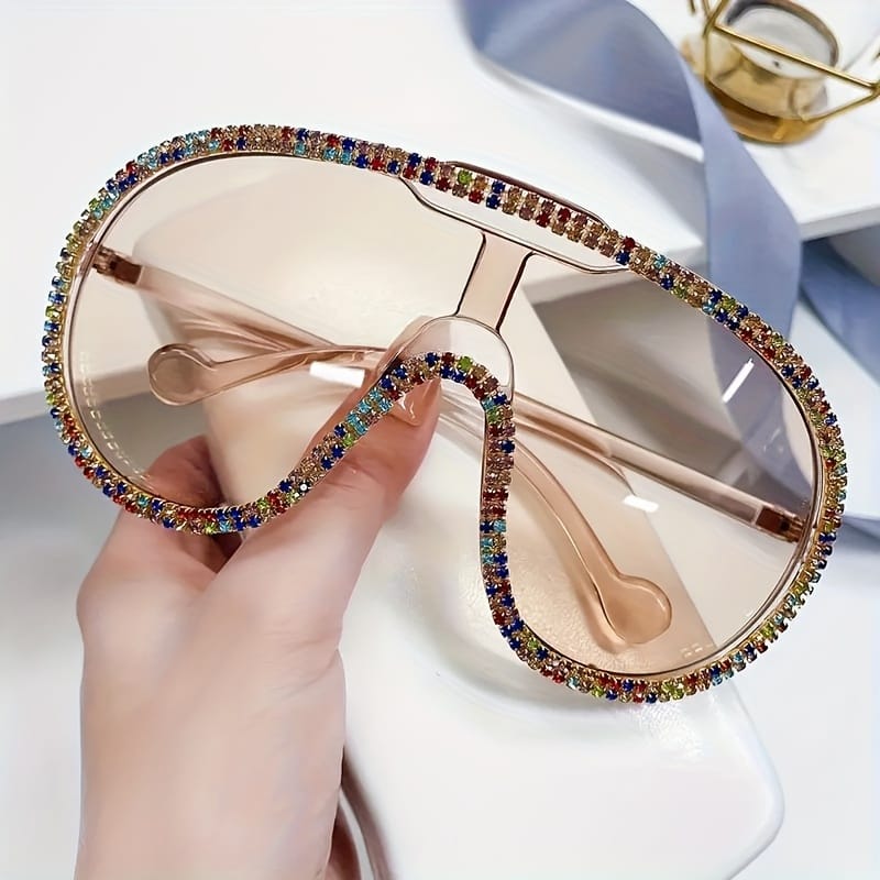 KissICON Eyewear Sparkling Bohemian Y2K Encrusted Large Frame Fashion Glasses