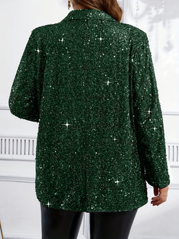 jkthpu-45 Sparkling Elegant Plus Size Lapel Coat SpringAutumn Chic