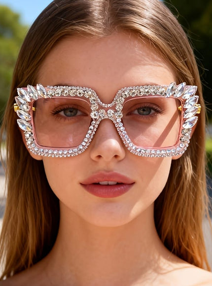 jkthpu-45 Sparkling Encrusted Square Glasses Party Date Photo Glam