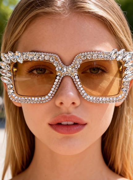 jkthpu-45 Sparkling Encrusted Square Glasses Party Date Photo Glam