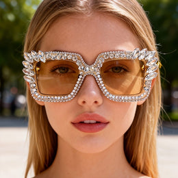 jkthpu-45 Sparkling Encrusted Square Glasses Party Date Photo Glam