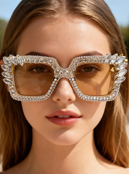 jkthpu-45 Sparkling Encrusted Square Glasses Party Date Photo Glam