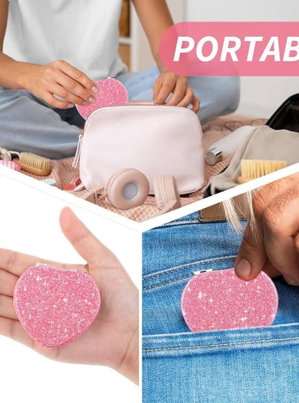 jkthpu-45 Sparkling Heart Mirror Portable Polished Stainless Steel Magnifier