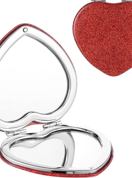 jkthpu-45 Sparkling Heart Mirror Portable Polished Stainless Steel Magnifier