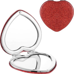jkthpu-45 Sparkling Heart Mirror Portable Polished Stainless Steel Magnifier