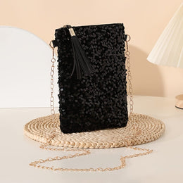 jkthpu-45 Sparkling Multicolor Polka Dot Evening Bag with Tassels