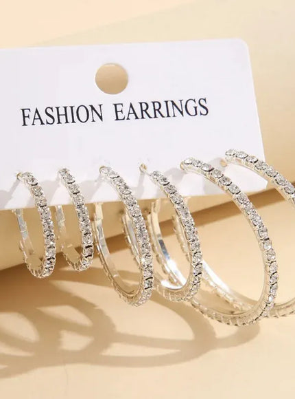 KissICON Earrings Sparkling Paved Rhinestone Hoop Earrings