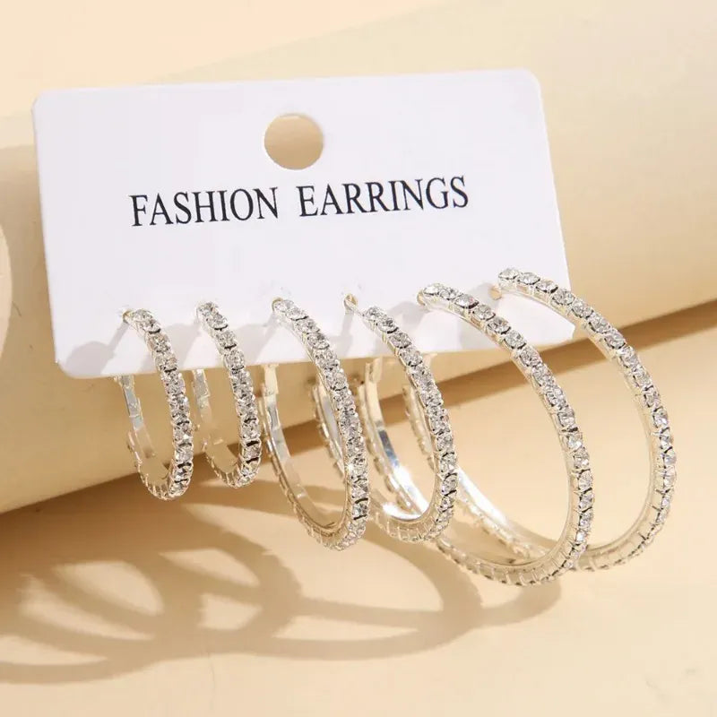 KissICON Earrings Sparkling Paved Rhinestone Hoop Earrings