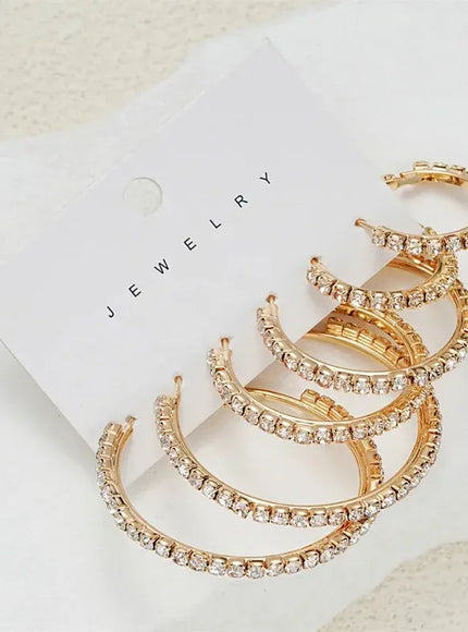 KissICON Earrings Sparkling Paved Rhinestone Hoop Earrings