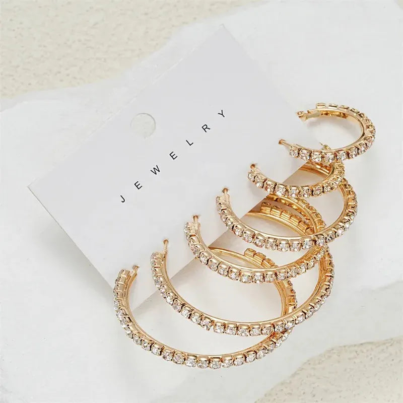 KissICON Earrings Sparkling Paved Rhinestone Hoop Earrings