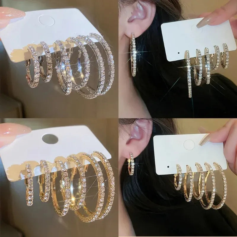KissICON Earrings Sparkling Paved Rhinestone Hoop Earrings