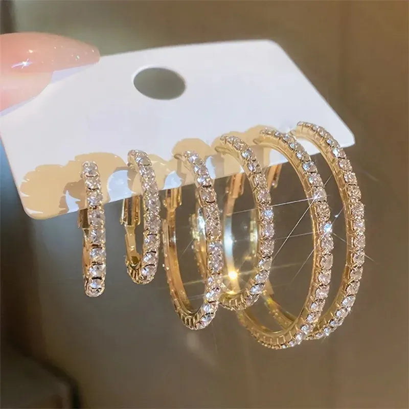 KissICON Earrings Sparkling Paved Rhinestone Hoop Earrings