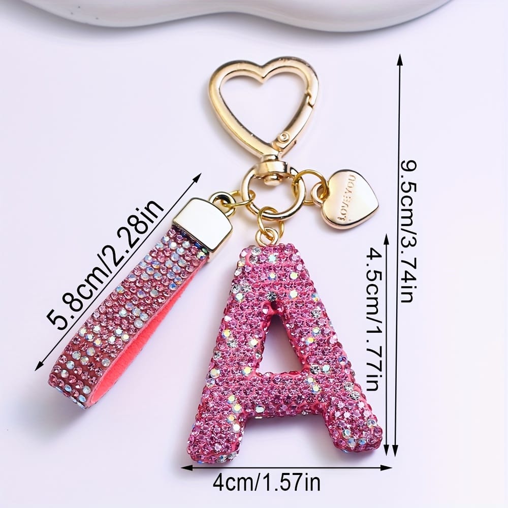 KissICON Sparkling Pink  White Initial PVC Keychain Gift