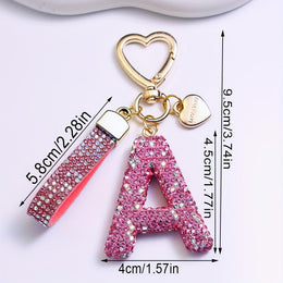 KissICON Sparkling Pink  White Initial PVC Keychain Gift