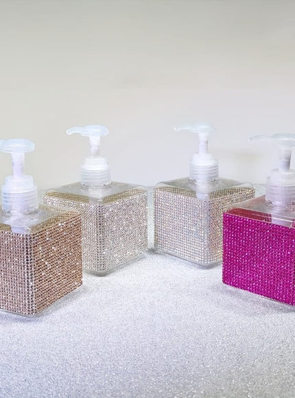 jkthpu-45 Sparkling Rhinestone 250ml Square Lotion Dispenser Bottle