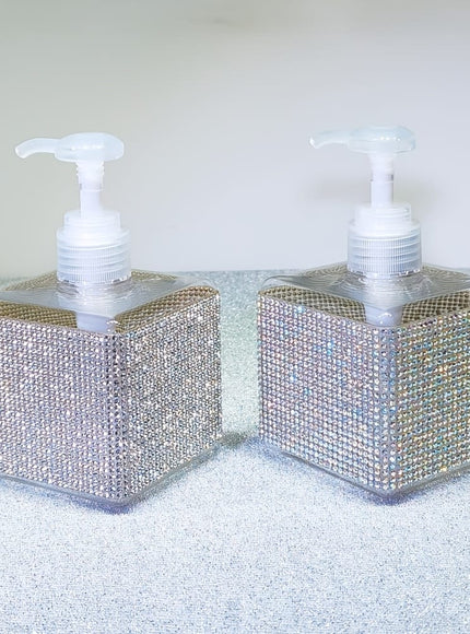 jkthpu-45 Sparkling Rhinestone 250ml Square Lotion Dispenser Bottle