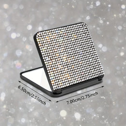 jkthpu-45 Sparkling Rhinestone Folding Makeup Mirror  Portable DualSided Beauty
