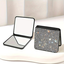 jkthpu-45 Sparkling Rhinestone Folding Makeup Mirror  Portable DualSided Beauty