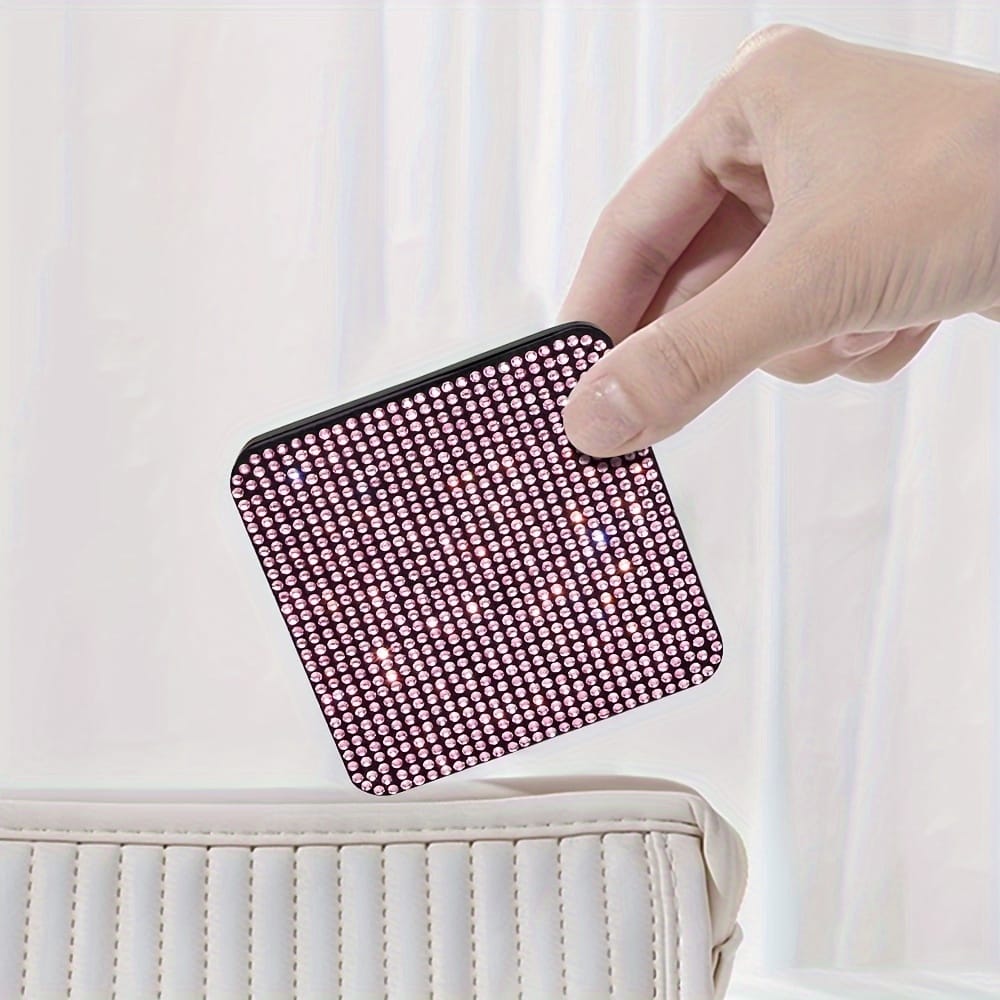 jkthpu-45 Sparkling Rhinestone Folding Makeup Mirror  Portable DualSided Beauty
