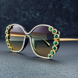 jkthpu-45 Sparkling Rhinestone Geometric Fashion Glasses for Parties