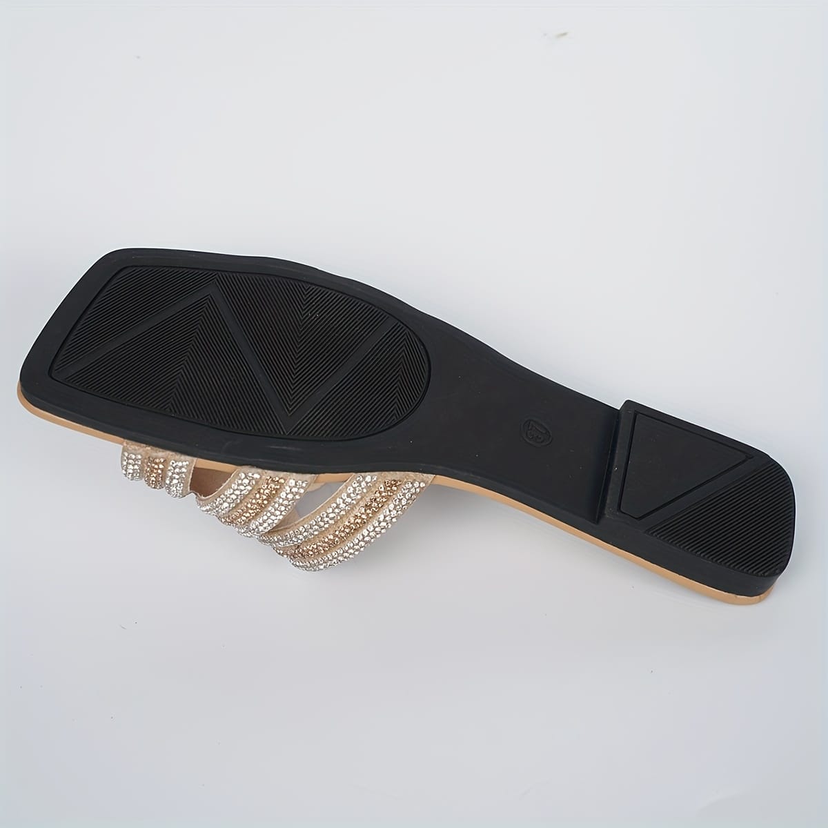 jkthpu-45 Sparkling Rhinestone Monogram Ankle Strap Slide Sandals