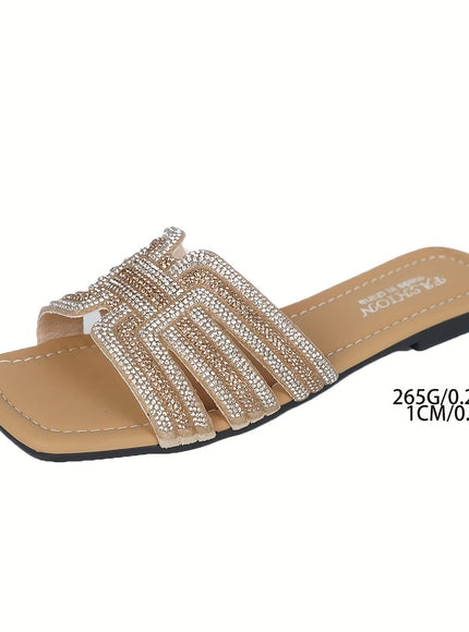 jkthpu-45 Sparkling Rhinestone Monogram Ankle Strap Slide Sandals
