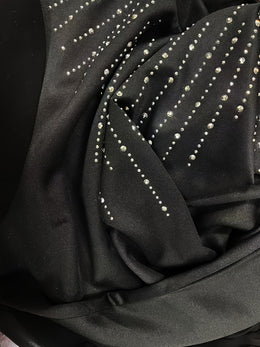 jkthpu-45 Sparkling Rhinestone Plus Size Black Top for Chic Style