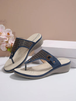 KissICON Sandals Sparkling Wedge Beach Sandals with Rhinestone Split Toe