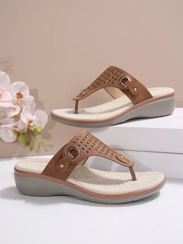 KissICON Sandals Sparkling Wedge Beach Sandals with Rhinestone Split Toe