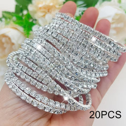 jkthpu-45 Sparkling White (20-Pack) Dazzling Rhinestone Stretch Bangles Sparkle  Shine Set